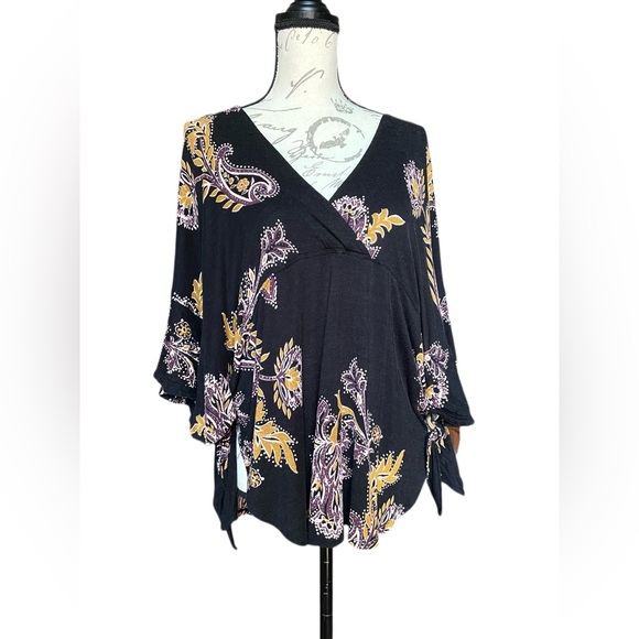 Free People Boho Paisley Printed Kimono Sleeve Top - S - Picture 4 of 12